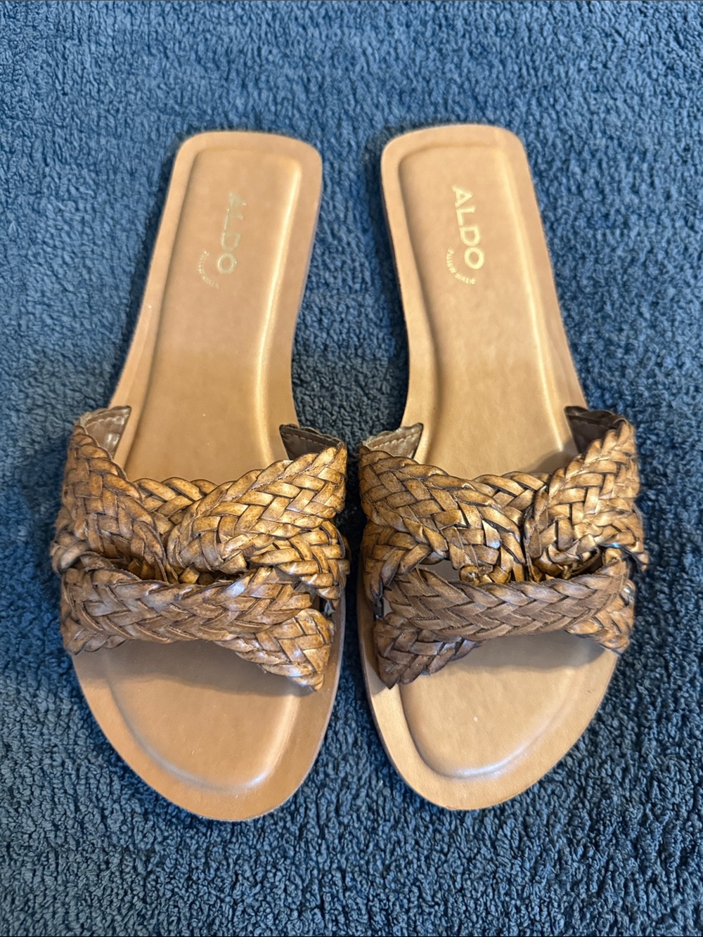 ALDO Woven Braided Slide Sandals in Tan/Brown